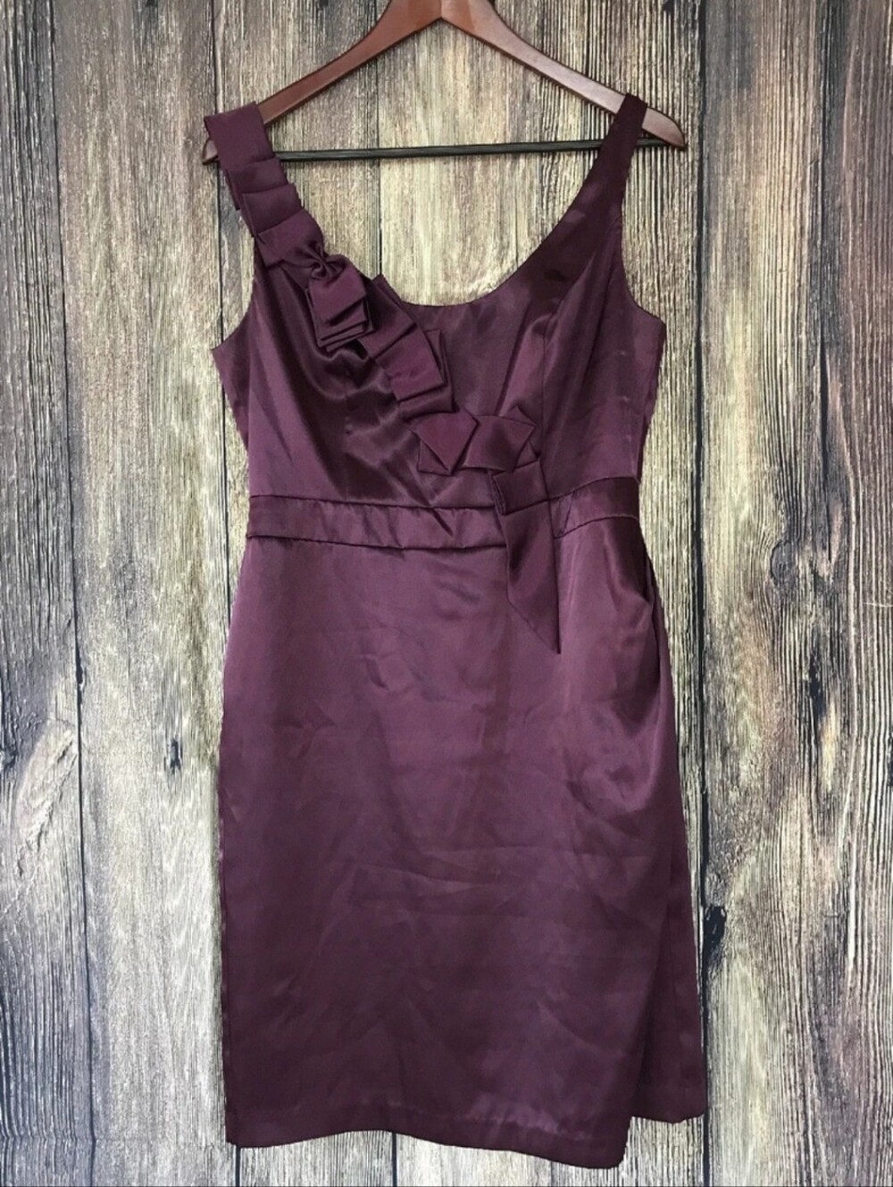 David's Bridal Formal Charmeuse Formal Dress In Plum Purple